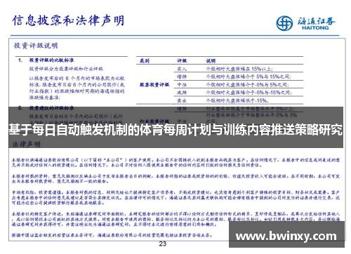基于每日自动触发机制的体育每周计划与训练内容推送策略研究